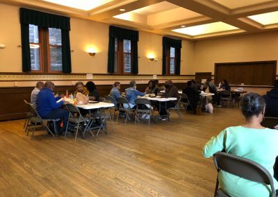 Gathering in Fellowship Hall
